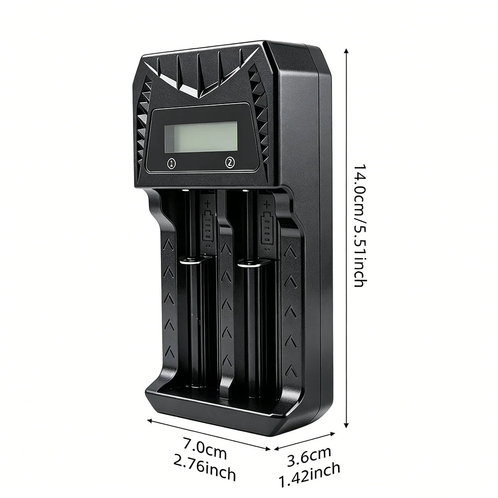 PHOMAX 18650 LCD Rechargeable Battery Fast Charger For Li-ion 18650 26650 14500 16340 18500 & AA AAA 1.2V Ni-MH Ni-Cd Battery