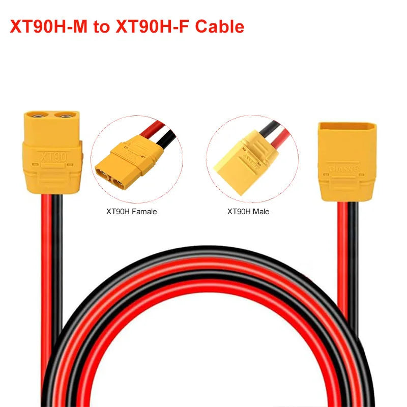 XT90 to Solar Connector Cable 10AWG XT60 Male to Female Silicone Extension Cable For Remote Battery Solar Portable Power Station