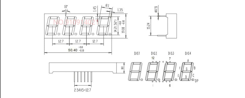5PCS 0.28/0.36/0.4/0.56 inch 0.36inch 7 Segment 1/2/3/4 Bit Red Digital Tube Common Cathode/Anode LED Digit Display 1Bit/2Bit