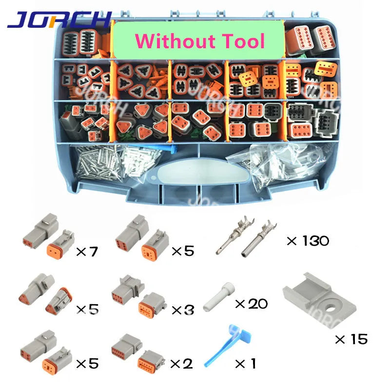 2-12 Pin DT Deutsch Series Waterproof Auto Connector Kits Solid Contacts With Crimping & Removal Tools DT06-2S DT04-2P DT06-3S
