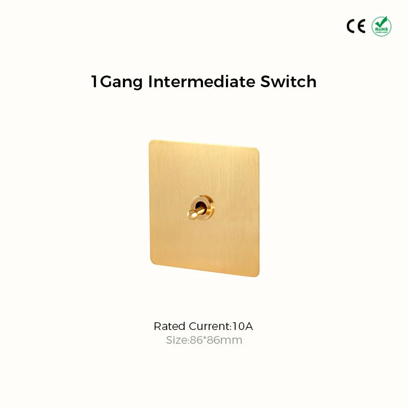 Avoir Gold Rocker Toggle Switch Brass Lever Switch Home Accessories Cat6 Type C EU Sockets And Switches 220V Push Button 86 Type