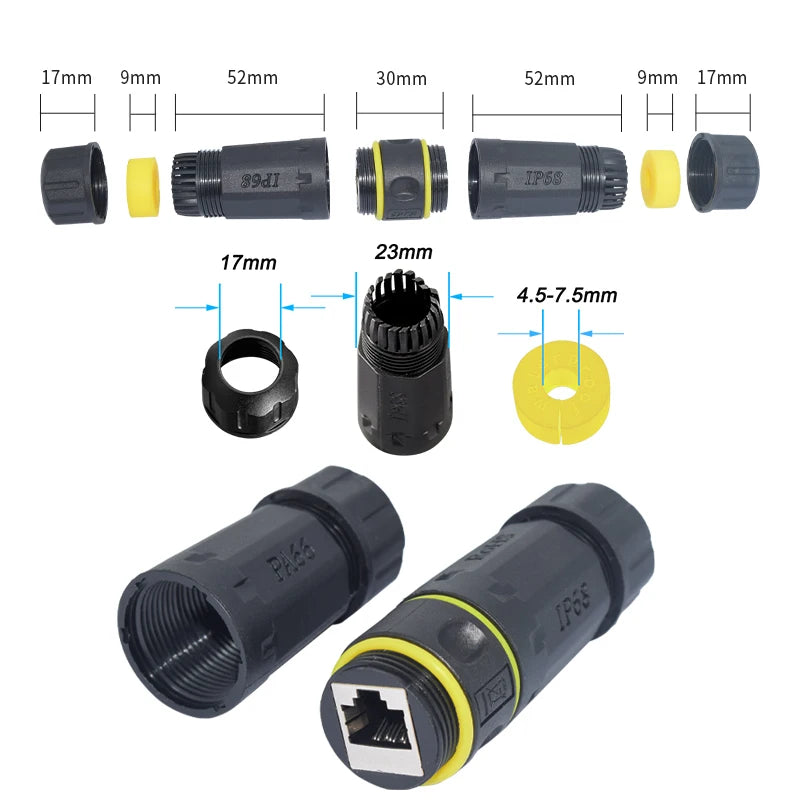 RJ45 Connectors Tool Free CAT6A, CAT7 Field Termination Plug Shielded RJ45 Modular Plugs for 2000MHz 40G