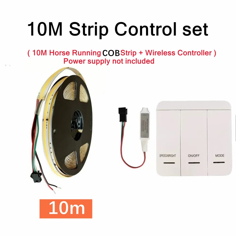 DC24V WS2811 COB LED Light Strip Kit 5M 10M 360LEDs/m Addressable Running Water Flowing Lamp With Wireless Controller Power Kit