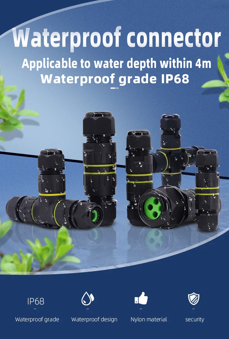 ip68 waterproof connector led connector2/3/4/5/6Pin Adapter terminal Outdoor rain proof of electric wireNo welding for screws