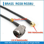 L16 N Male 90 Degree Right Angle to SMA Male Female Washer Nut RP-SMA RPSMA Male Female Pigtail Jumper RG58 RG-58 3D-FB RF Cable