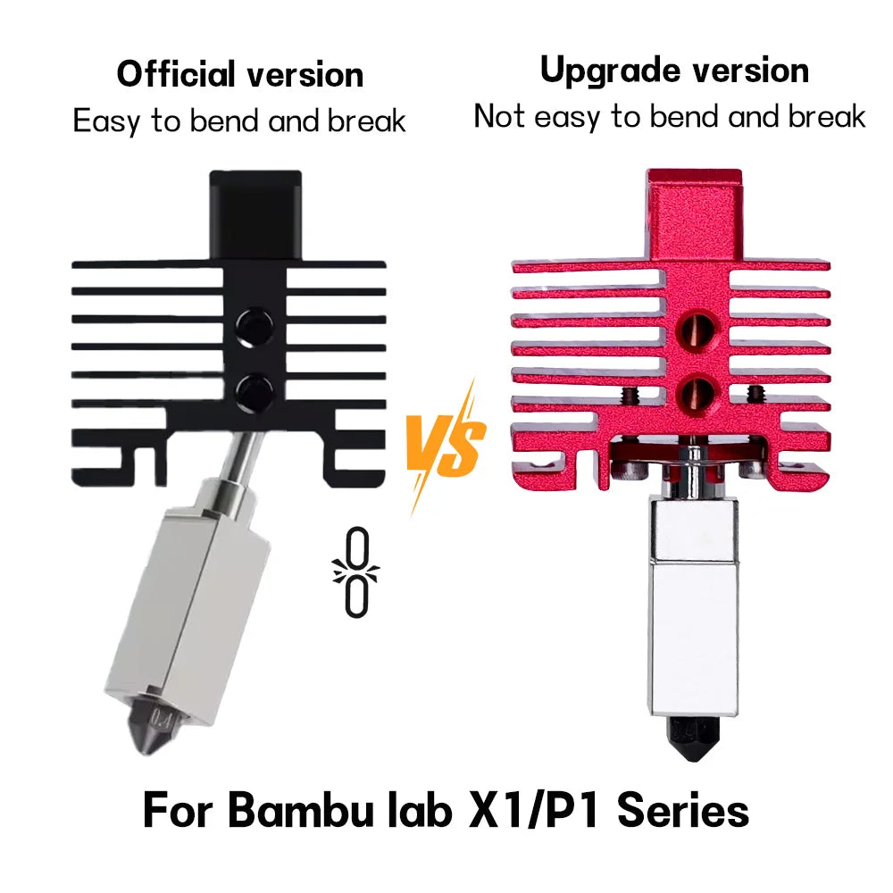 Upgrades V2.0 For Bambu Lab P1P Hotend Kit Bi Metal Throat For Bamboo X1C Hot End X1 Nozzle P1S Thermistor Hardened Steel Nozzle