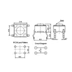 50Pcs 6x6mm Tactile Tact Mini Push Button Switch PCB Panel Momentary DIP 4 Pin Self-Reset Switch 6*6*4.3/5/6/7/8/9/10/11/12/13MM