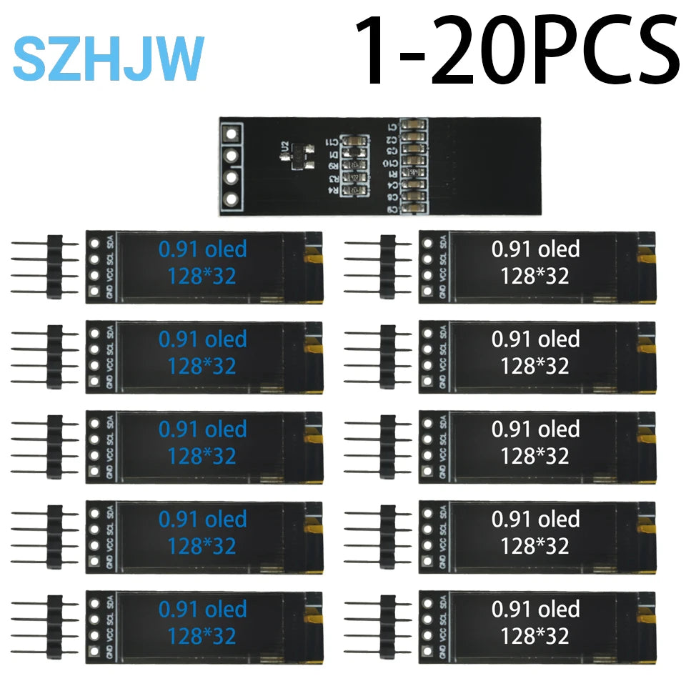 0.91 Inch 128x32 IIC I2C White / Blue OLED LCD Display DIY Module SSD1306 Driver IC DC 3.3V 5V for Arduino
