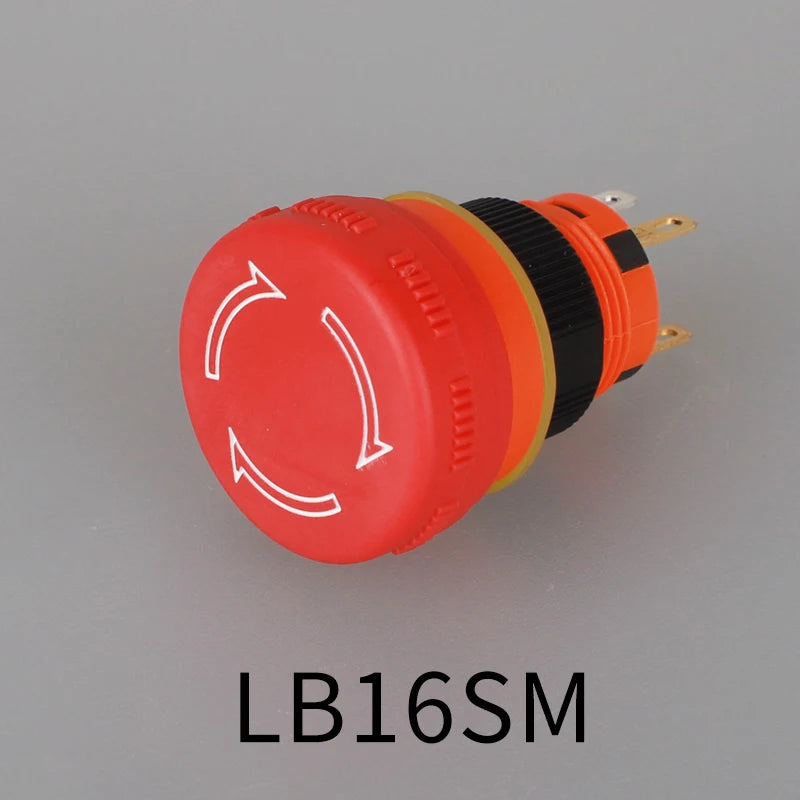 LANBOO 16mm Emergency Stop Push Button Switch, 1NO1NC 7A 250VAC Latching Mushroom Head E-Stop Switch for Industrial Control Safe