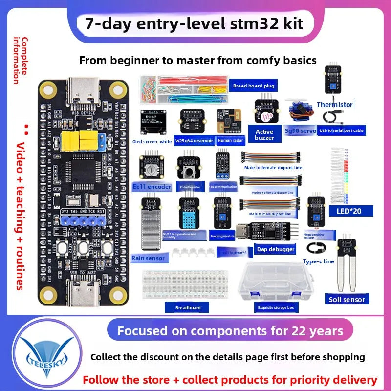 STM32 Development Board Starter Kit Advanced Kit STM32F103C8T6 Minimum ARM System Board Introductory More Than Ten Types A Set