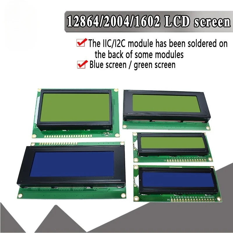 LCD 1602 2004 Module Blue Green Screen For Arduino LCD 16x2 20X4 Character UNO R3 Mega2560 Display PCF8574T IIC I2C Interface