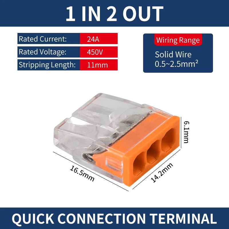 50Pcs Mini Quick Push in Connectors Hard Stainless Easy Electrical Splicing Terminal Blocks 2 3 4 5 6 8 Ports