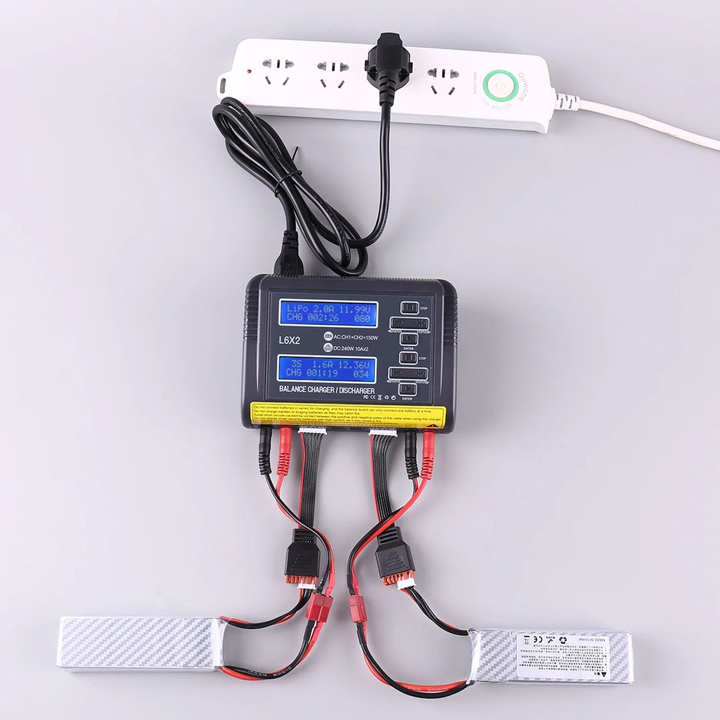 HTRC L6X2Lipo Intelligent Balanced Charger for RC Model Aircraft Dual Channel 2-6S Remote Control LiPo Battery Charger