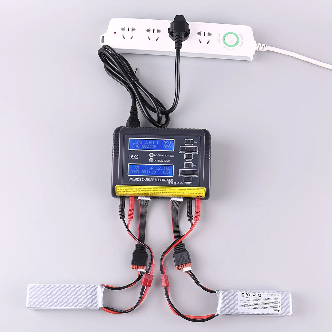 HTRC L6X2Lipo Intelligent Balanced Charger for RC Model Aircraft Dual Channel 2-6S Remote Control LiPo Battery Charger