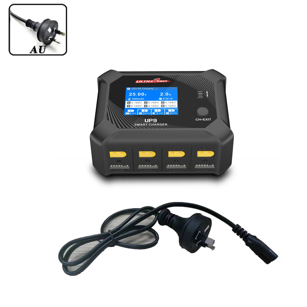 UltraPower UP9 Smart Balance Charger Discharger AC 100W DC 200W 4 Channel 4CH LCD for 1-6S Lipo LiHV Lilon LiFe NiMH Battery