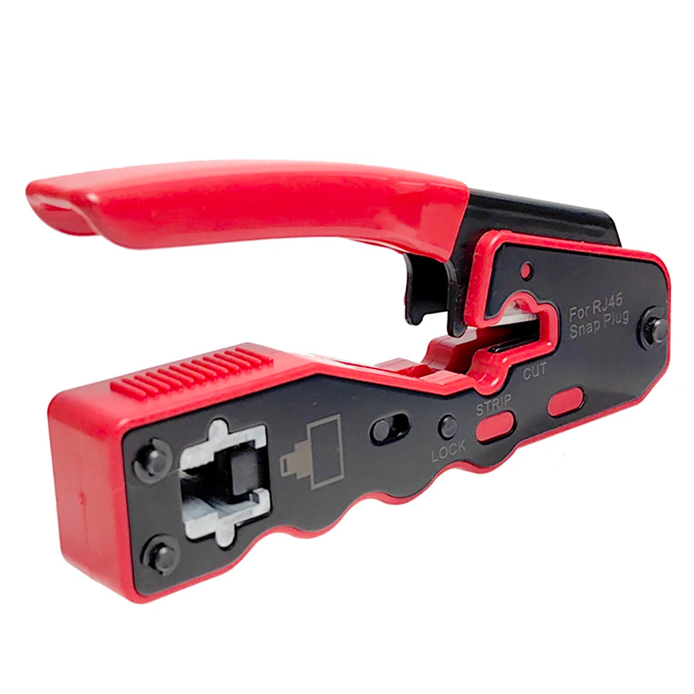 RJ45 Crimp Tool Pass Through Crimper Cutter for Cat6a Cat6 Cat5 8P8C Modular Connector Ethernet All-in-one Wire Tool