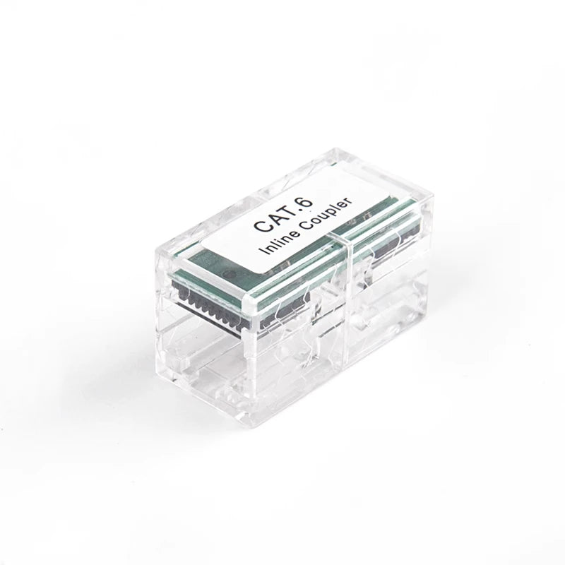 Linkwylan 2PCS Cat6 RJ45 Coupler Ethernet Cable Extender Connector Network Adapter Female to Female  Unshielded Transparent