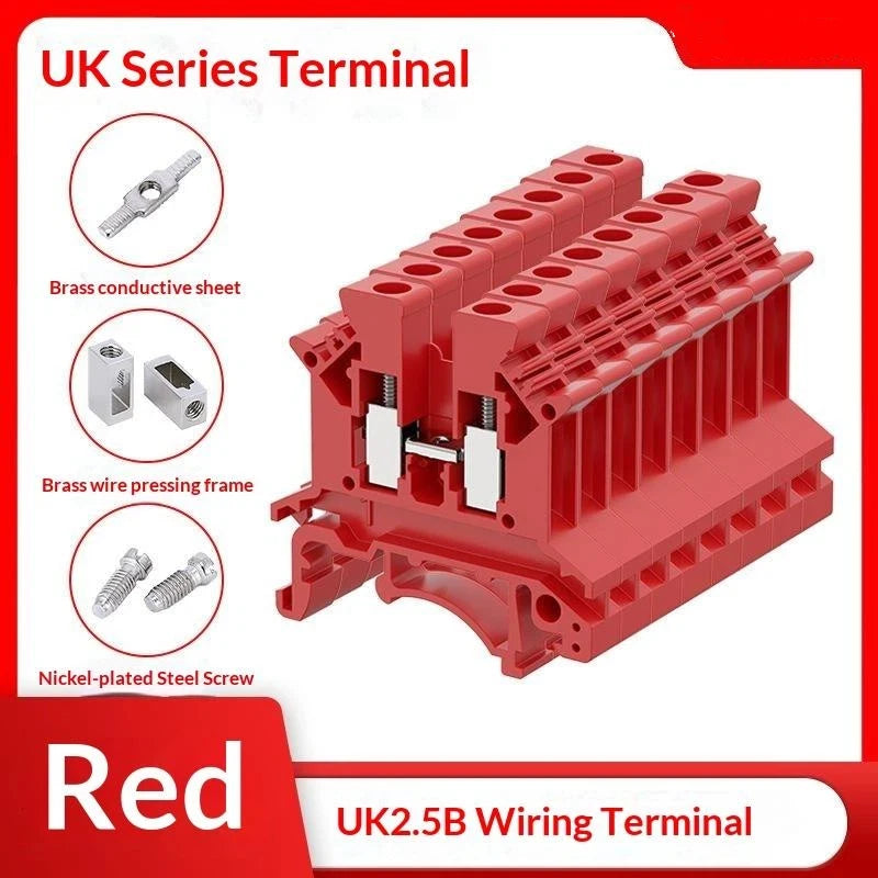 【CCA】10Pcs UK 2.5 Terminal Block UK2.5B Screw Connection Connect Strip 2.5B 2.5mm² Cable Electrical Din Rail Wire Connectors