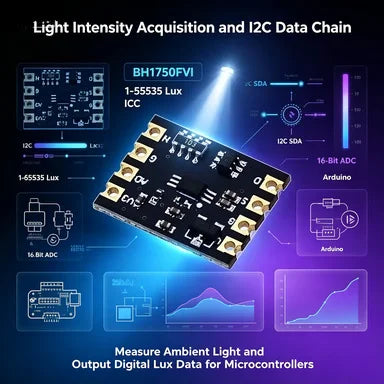 GY-30 BH1750 Ambient Light Sensor Module, High Precision 16-Bit I2C Lux Meter for Arduino
