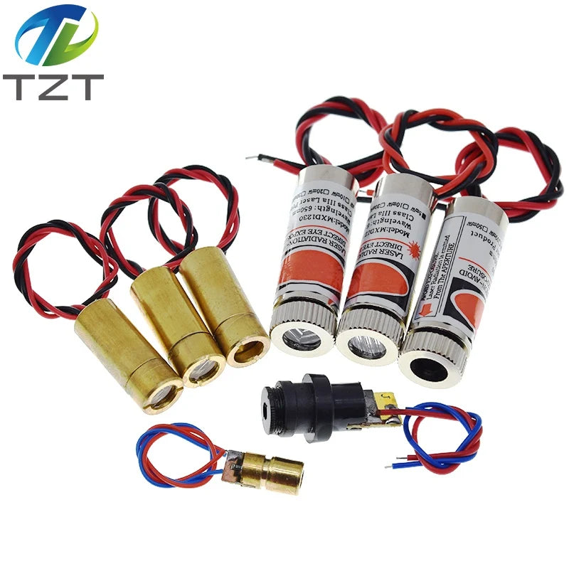 TZT 650nm 5mW 6MM 9MM 12MM Red Point / Line / Cross Laser Module Head Glass Lens Focusable Focus Adjustable Laser Head