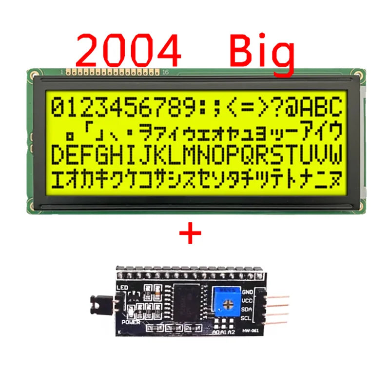 1Lot 5V 2004 LCD Module Blue/Yellow Color Big Size Dimension 20X4 HD44780 ST7066 EQV Chip Parallel 2004L Display IIC I2C Port
