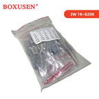 300PCS 150PCS 1W 2W 3W 5W 5% Resistor Kit 30values X 10PCS Carbon Film Resistance 0.1-750 ohm Set 1k-820K 30values X 5PCS