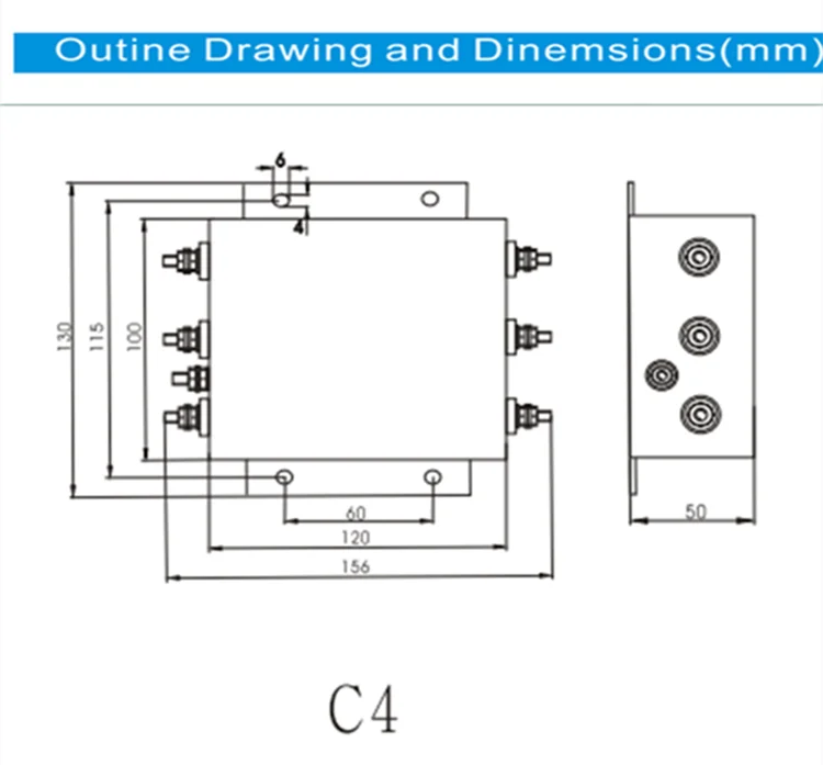 Three-phase EMI power filter 380V 30A 60A 100A | Low noise 3-wire filter CE RoHS certified