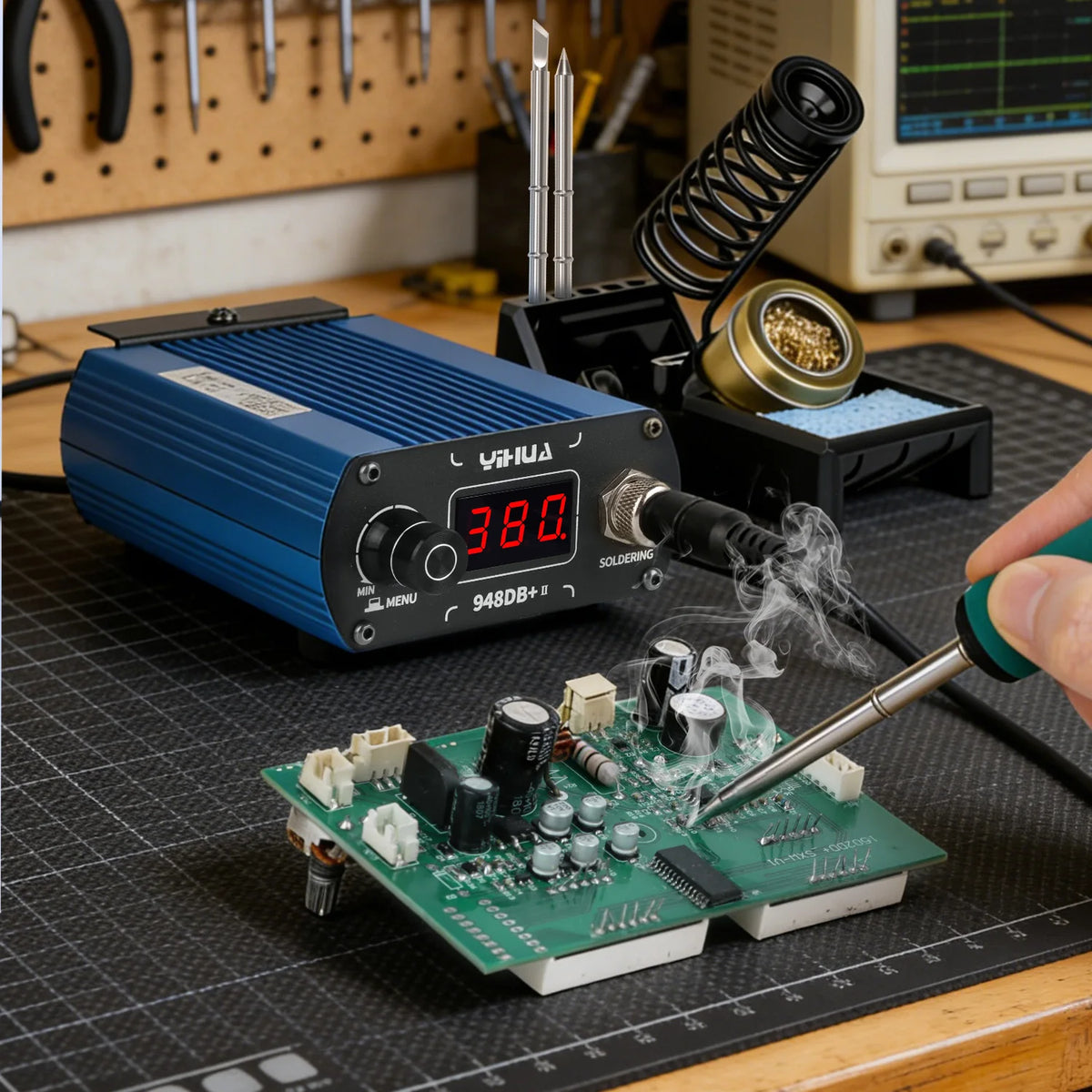 YIHUA 948DB+-II 110-240V Soldering Station 75W Quick Heating with Tip T12 Electronic Soldering Iron Station