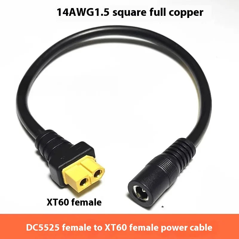 1.5 Square Ultra-soft XT60 Plug Male Female Connector to DC 5525/DC5521 Power Cable for Fly FPV Multirotor Field Repairs Apply