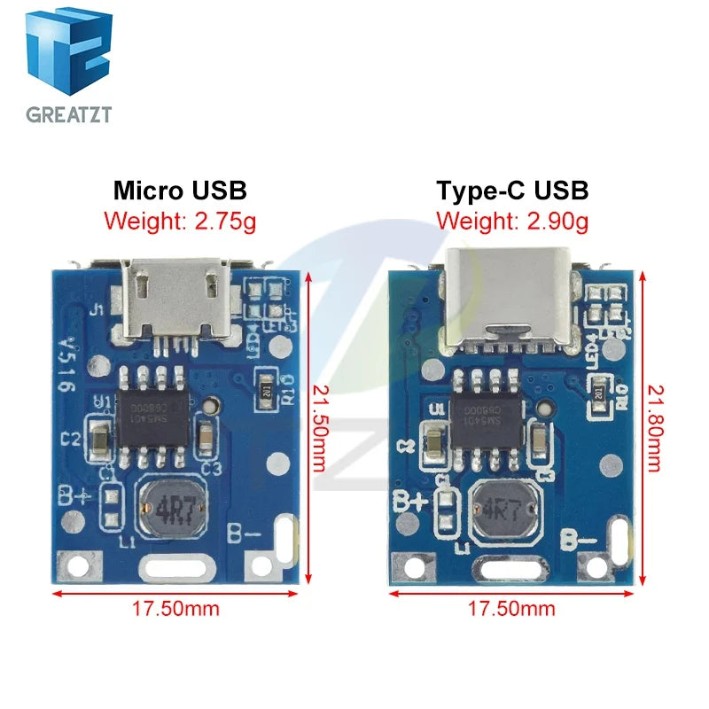 GREATZT 5V Boost Converter Step-Up Power Module Lithium Battery Charging Protection Board LED Display USB For DIY Charger 134N3P