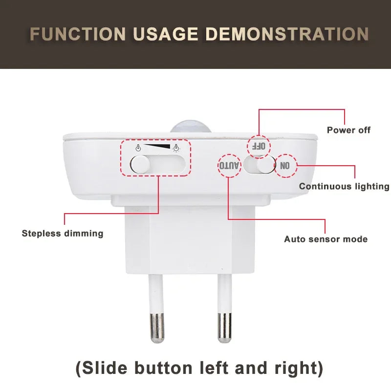 Night Light Motion Sensor With LED Light EU/US Plug Lamps Children's Night Light Wireless Night Lamp For Bedside Table Bedroom Portable Night Light, Night Light