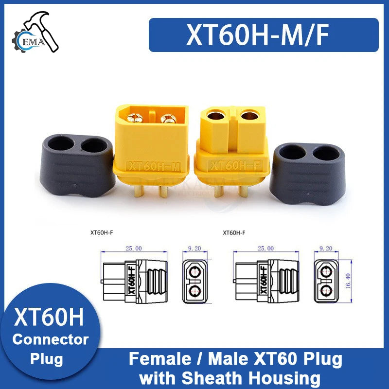 3-12Pairs XT60H (XT60 Upgrade) Connector XT60H Male Female Bullet Connectors Plugs with Sheath for Lithium Battery RC Planes Car