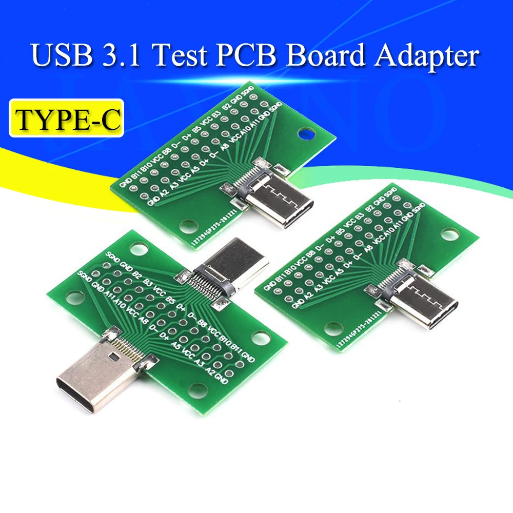 Javino Type-C Male to Female USB 3.1 Test PCB Board Adapter Type C 24P 2.54mm Connector Socket For Data Line Wire Cable Transfer