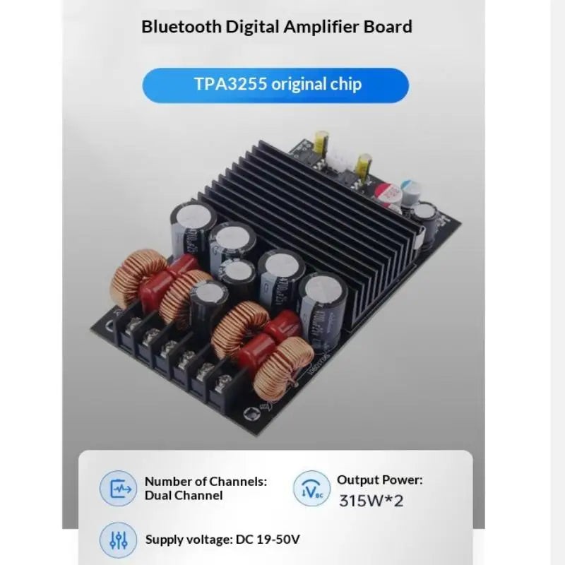 DC19-50V TPA3255 Audiophile-Grade Hi-Fi Digital Amplifier Board 600W High-Power 2.0 Dual-Channel Stereo Module