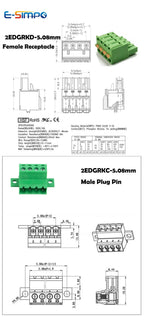 10pcs/5Pairs Docking Female Male Lock Fix Butt Joint 2EDGKD 15EDGRKC-3.81/5.08mm 2-16P Plug Spring Screw Wire Terminal Block