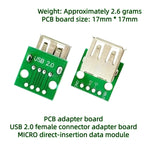 5pcs Micro Mini A Male USB 2.0 3.0 A Female USB B Connector Interface to 2.54mm DIP PCB Converter Adapter Breakout Board