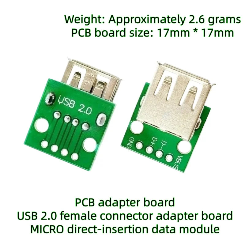 5pcs Micro Mini A Male USB 2.0 3.0 A Female USB B Connector Interface to 2.54mm DIP PCB Converter Adapter Breakout Board