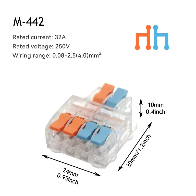 Mini Fast Wire Connectors Universal Compact Lever Nut Crimp Splitter Push-in Electrical Conductors Home Wiring Terminal Block