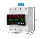 3 Phase Din Rail Voltmeter Ammeter Adjustable Over Under Voltage Current Limit Protection Monitor Relays Protector 63A 100A