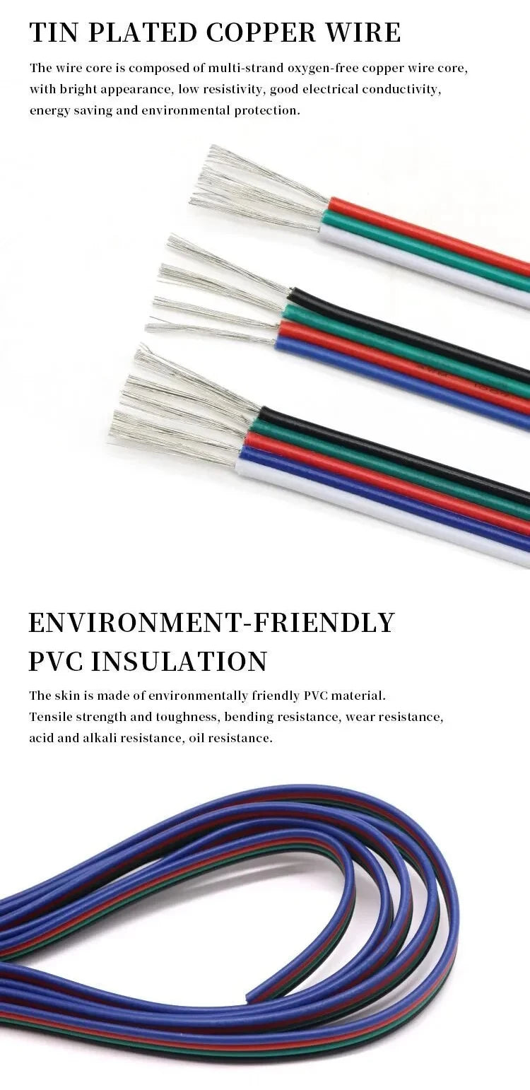 1~50m LED Cable Electrical Wire 2/3/4/5/6pin LED Extension Cables For RGB RGBW RGBWW SMD WS2812B LED Strip Light JST Connector