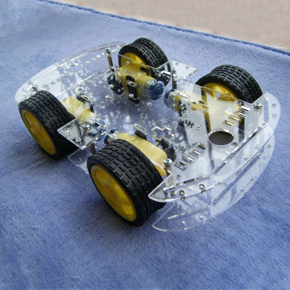 4WD DIY Smart Bluetooth Mini Car Electronic Kit Speed Encoder Ranging Obstacle Avoidance L293D Module DIY Soldering Practice Kit
