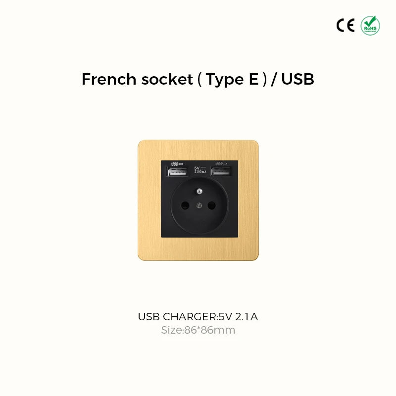 Avoir Gold Rocker Toggle Switch Brass Lever Switch Home Accessories Cat6 Type C EU Sockets And Switches 220V Push Button 86 Type