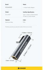 Essager Type C to 3.5mm Jack Audio Adapter Headphone Adapter For Xiaomi Huawei Samsung Lightning to 3.5mm Adapter for iPhone 14