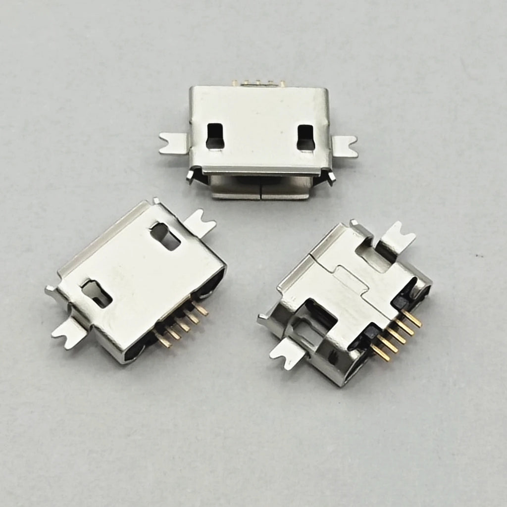 50pcs Micro Connector Heavy Plate 1.0 SMD 2 Feet Mini USB Connector 5P Female Tablet Charging Seat Mobile Phone Charging Socket