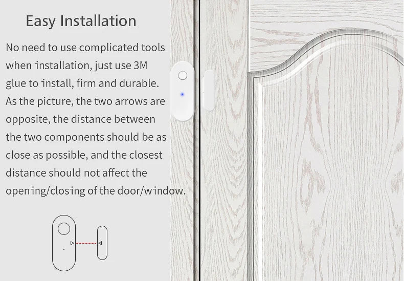 Tuya WiFi Door Sensor Window Anti-intrusion Door Open Close Burglar Security Alarm Magnetic Sensor Smart Life Alexa Google Home