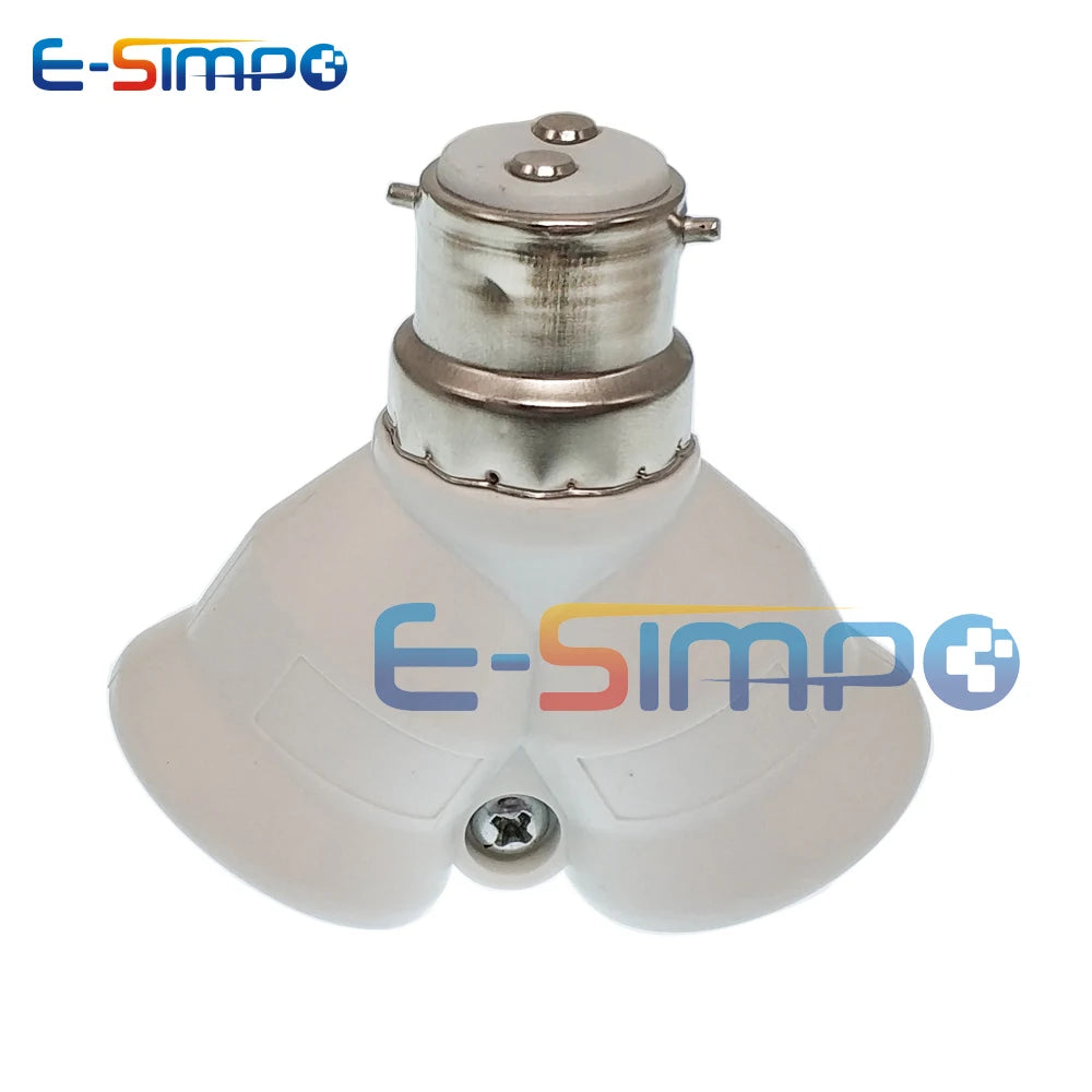 2pcs B22 To 2E27 Light Socket Splitter Adapter High Quality Fireproof PBT CFL LED Bayonet Lamp Base Bulb Holder Converter