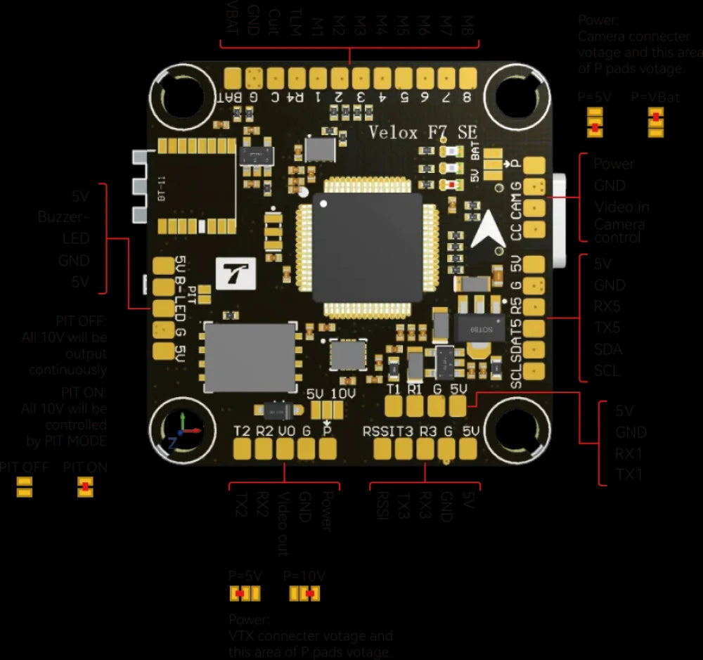 T-motor Velox F7 SE+V50A SE HD Stack (AM32) FC Flight Controller ESC for FPV Racing Drones