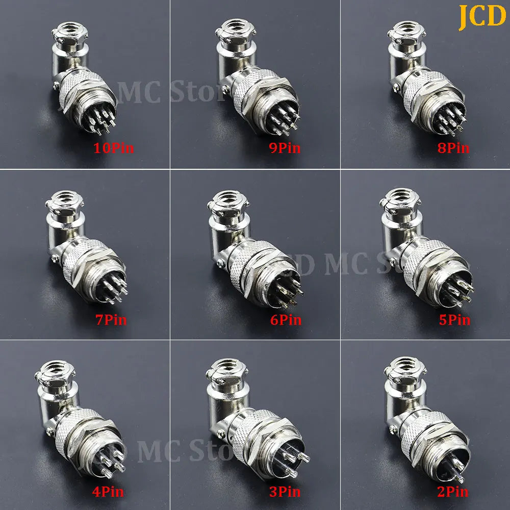 1 Set GX16 90 Degree Right Angle XLR 16mm Elbow 2/3/4/5/6/7/8/9/10 Pin Female Plug Male Chassis Mount Socket Aviation Connector