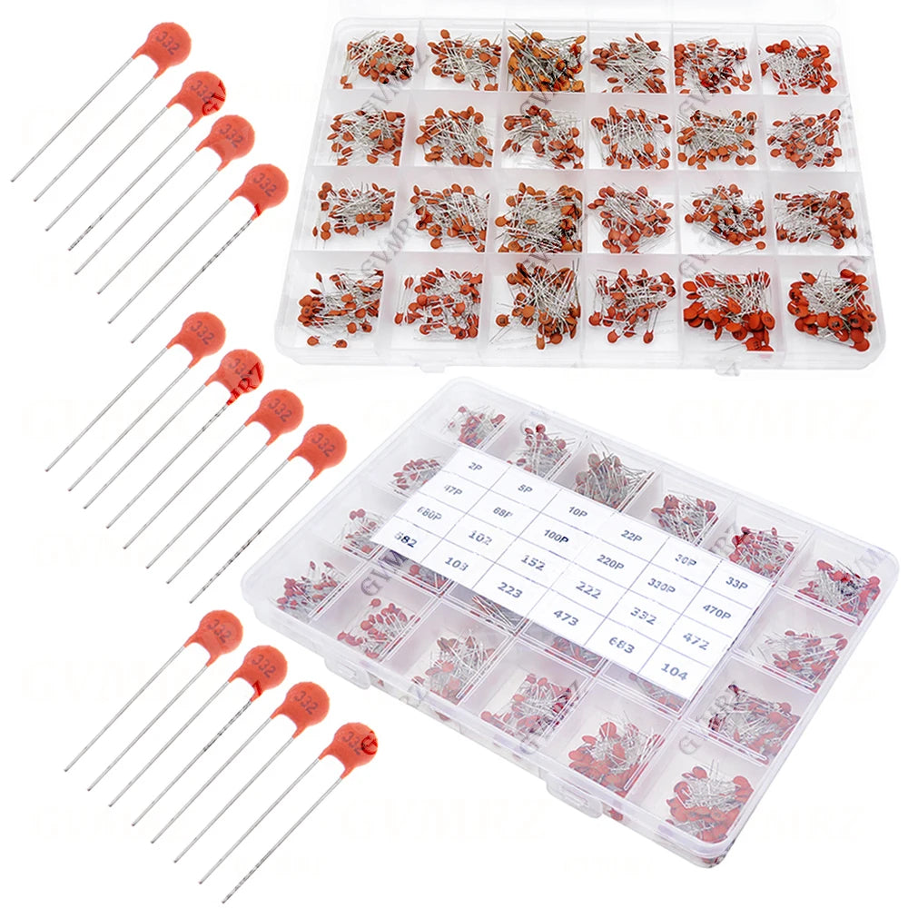 300PCS 960PCS 3600PCS Electronic Components Package Capacitor Assorted Samples DIY Kit Ceramic Capacitors Kit