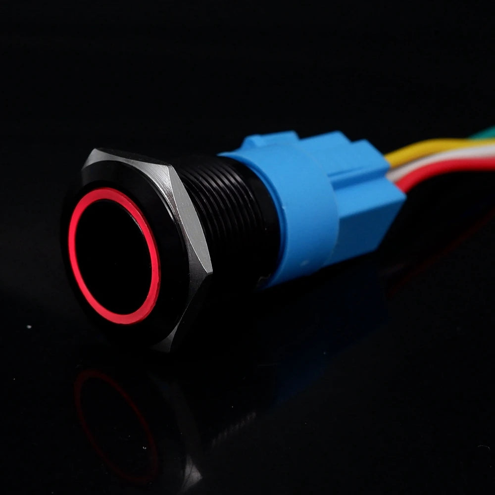 12/16/19/22mm Push Button Switch Oxidized Black Momentary Latching Fixed On Off Power Switch with wire LED Light 5V 12V 24V 220V
